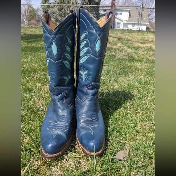 Vintage Blue Cowboy Boots - Picture 4 of 5